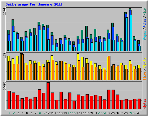 Daily usage for January 2011