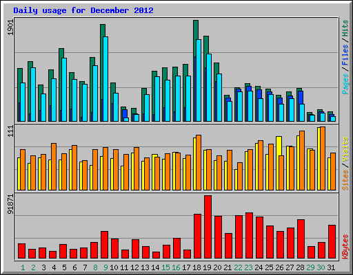 Daily usage for December 2012