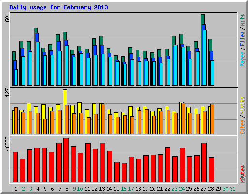 Daily usage for February 2013