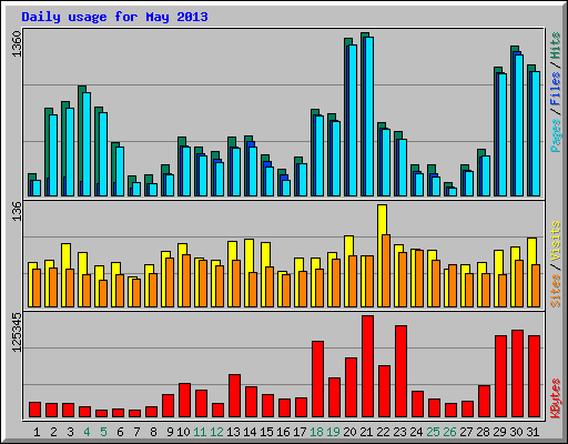 Daily usage for May 2013