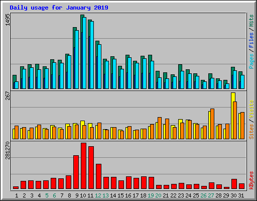 Daily usage for January 2019
