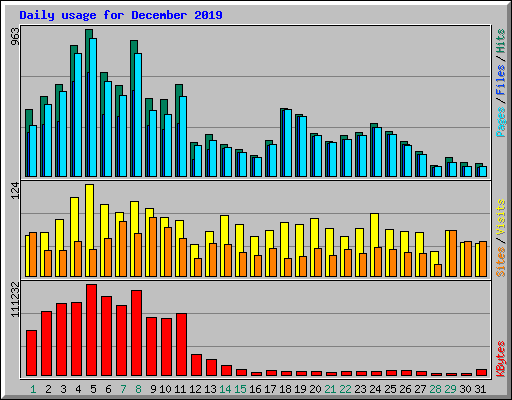 Daily usage for December 2019