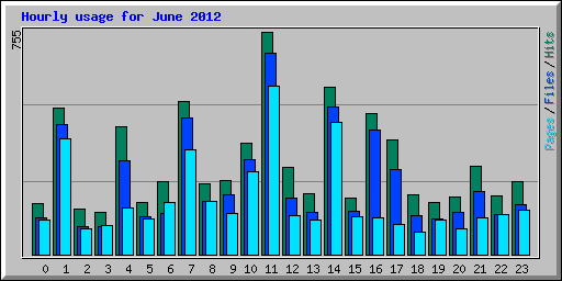 Hourly usage for June 2012