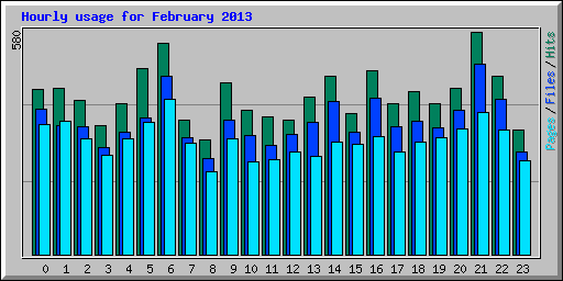 Hourly usage for February 2013