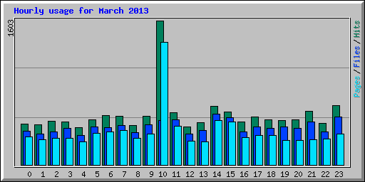 Hourly usage for March 2013
