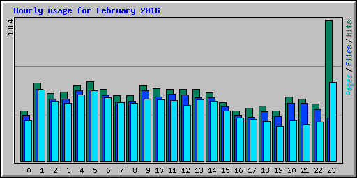Hourly usage for February 2016